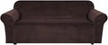 H.VERSAILTEX Stretch Velvet Sofa Covers for 3 Cushion Couch Covers Furniture Protector Soft with Non Slip Elastic Bottom, Crafted from Thick Comfy Rich Velour (Large Sofa 90"-97", Chocolate)