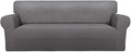 PureFit Super Stretch Sofa Slipcover – Spandex Non Slip Soft Couch Sofa Cover, Washable Furniture Protector with Non Skid Foam and Elastic Bottom for Kids, Pets （Sofa, Light Gray）