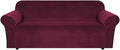 H.VERSAILTEX Stretch Velvet Sofa Covers for 3 Cushion Couch Covers Sofa Slipcovers Furniture Protector Soft with Non Slip Elastic Bottom, Crafted from Thick Comfy Rich Velour (Sofa 72"-90", Burgundy)