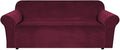 H.VERSAILTEX Stretch Velvet Sofa Covers Large Couch Covers Sofa Slipcovers Furniture Protector Soft with Non Slip Elastic Bottom, Feature Thick Comfy Rich Velour (Extra Wide Sofa 98"-105", Burgundy)