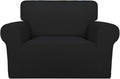 PureFit Super Stretch Sofa Slipcover – Spandex Non Slip Soft Couch Sofa Cover, Washable Furniture Protector with Non Skid Foam and Elastic Bottom for Kids, Pets (Oversized, Black)