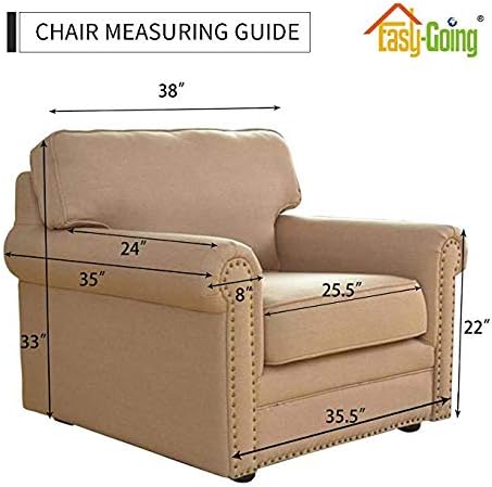 Easy-Going Chair Sofa Slipcover Reversible Sofa Cover Water Resistant Couch Cover Furniture Protector Cover with Elastic Straps for Pets Kids Children Dog Cat (Chair, Gray/Ivory)
