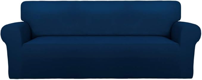 PureFit Super Stretch Sofa Slipcover – Spandex Non Slip Soft Couch Sofa Cover, Washable Furniture Protector with Non Skid Foam and Elastic Bottom for Kids, Pets （Oversized Sofa, Navy）
