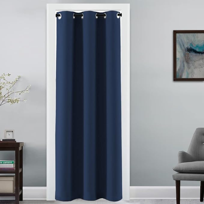 H.VERSAILTEX Doorway Curtain Blackout Closet Door Curtain Room Divider Window Treatment Curtain for Bedroom Thermal Insulated Privacy Drape Soundproof Grommet, 42 x 80 inches, 1 Panel, Navy