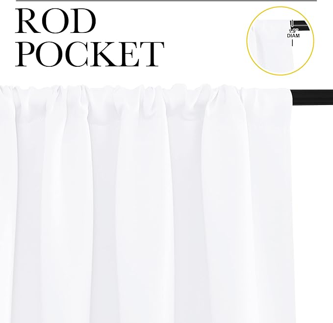 NICETOWN Window Curtain Panels - Semi Blackout Rod Pocket Curtain Set for Bedroom (White, 2 Panels, 42 by 48)