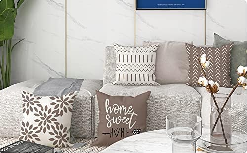 YCOLL Pillow Covers 18x18 Set of 4, Modern Sofa Throw Pillow Cover, Decorative Outdoor Linen Fabric Pillow Case for Couch Bed Car, Khaki
