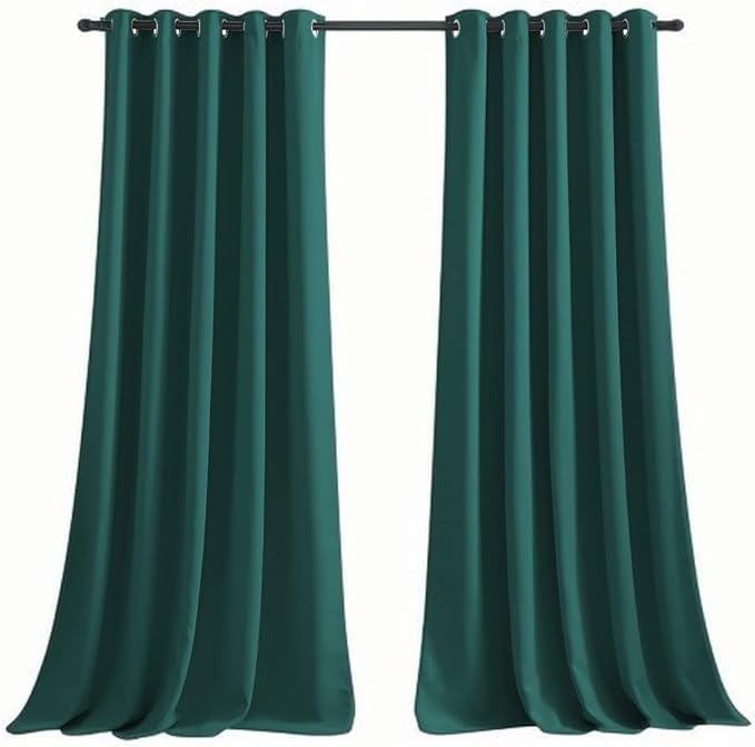 NICETOWN Christmas Curtain Panels Blackout Draperies Decoration, Thermal Insulated Solid Grommet Blackout Curtains/Drapes (Hunter Green, 2 Panels, 70 by 95-inch)