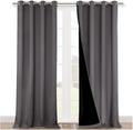 NICETOWN 100% Blackout Blinds, Laundry Room Decor Window Treatment Curtains for Large Patio Sliding Door, Thermal Insulated Grey Curtains for Bedroom, Set of 2, 52 inches x 108 inches