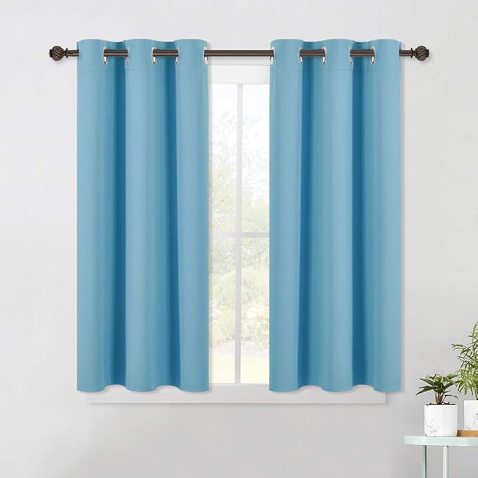NICETOWN Thermal Insulated Curtains Blackout Draperies, Window Treatment Solid Grommet Room Darkening Drape Panels for Bedroom (Teal Blue, Set of 2 Panels, 42 by 45 Inch Long)