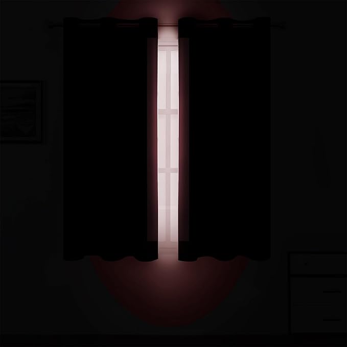 LEMOMO Burgundy Red Blackout Curtains 42 x 54 Inch Length Set of 2 Panels Grommet Bedroom Curtains for Living Room