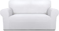 PureFit Super Stretch Sofa Slipcover – Spandex Non Slip Soft Couch Sofa Cover, Washable Furniture Protector with Non Skid Foam and Elastic Bottom for Kids, Pets （Loveseat, White