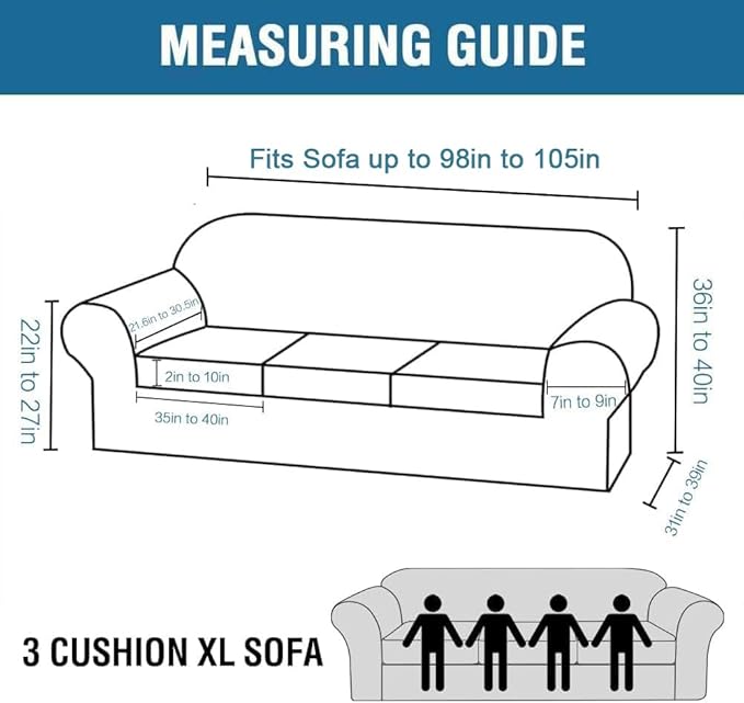 H.VERSAILTEX Velvet 4 Piece High Stretch Sofa Slipcover Cover Furniture Protector Form Fit Thick Velvet Extra Large Sofa Cover for 3 Cushion Couch Width Up to 105 Inch (XL Sofa, Peacock Blue)