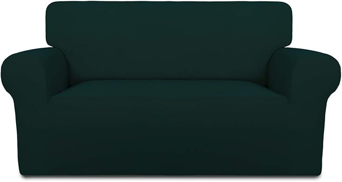 PureFit Super Stretch Sofa Slipcover – Spandex Non Slip Soft Couch Sofa Cover, Washable Furniture Protector with Non Skid Foam and Elastic Bottom for Kids, Pets （Loveseat, Deep Teal）