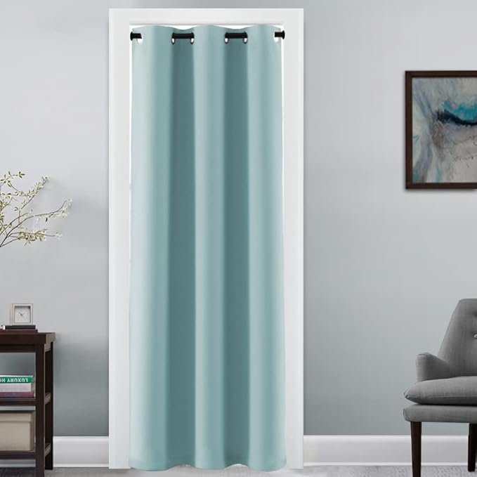 H.VERSAILTEX Doorway Curtain Blackout Closet Door Curtain Room Divider Window Treatment Curtain for Bedroom Thermal Insulated Privacy Drape Soundproof Grommet, 42 x 80 inches, 1 Panel, Mineral Blue