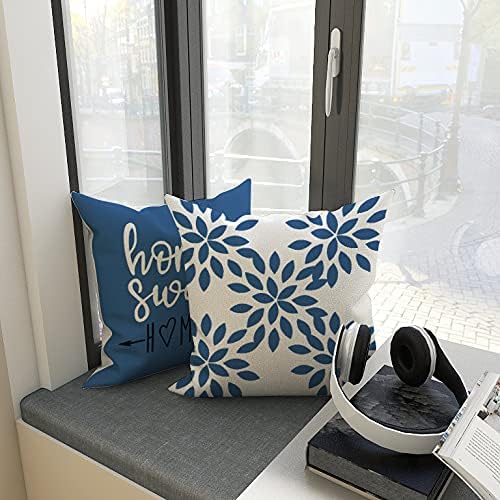 YCOLL Pillow Covers 22x22 Set of 4, Modern Sofa Throw Pillow Cover, Decorative Outdoor Linen Fabric Pillow Case for Couch Bed Car，Light Blue