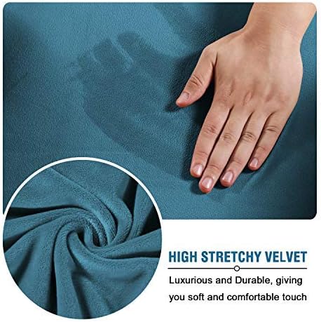 H.VERSAILTEX Velvet 4 Piece High Stretch Sofa Slipcover Cover Furniture Protector Form Fit Thick Velvet Extra Large Sofa Cover for 3 Cushion Couch Width Up to 105 Inch (XL Sofa, Peacock Blue)