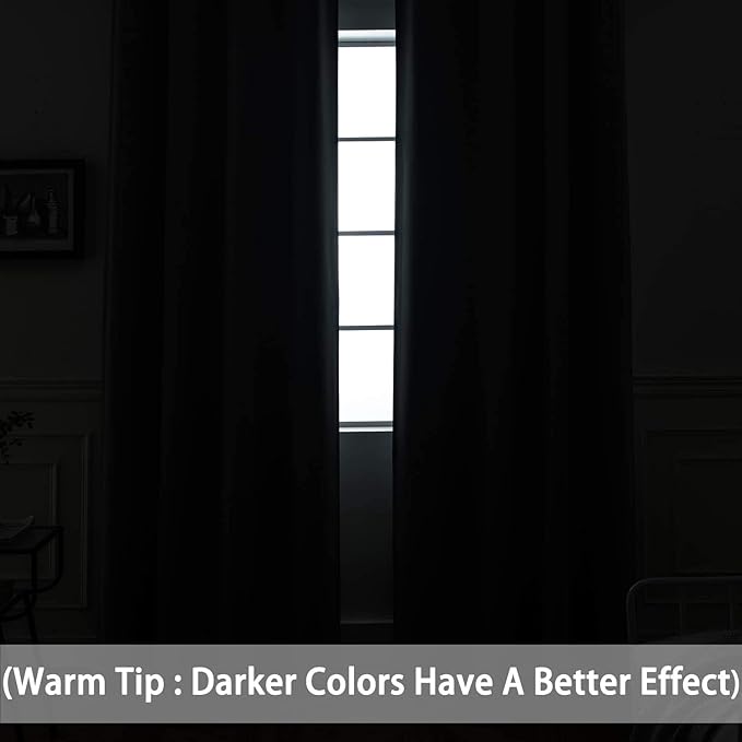 Yakamok Blackout Curtains Room Darkening Thermal Insulated with Grommet Window Curtain for Bedroom/Living Room(70Wx84L inch, Dark Grey, 2 Panels)