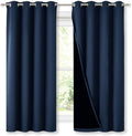 NICETOWN Extra Long Truly Blackout Drapes for Hall and Villa, 46-inch Width Each Panel, 45-inch Length, Navy, 2 Pieces, 100% Blackout Window Curtain Panels with Black Lined for Night Shift Worker