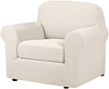 H.VERSAILTEX 2-Pieces Armchair Cover Chair Slipcovers with Arms Furniture Protector Cover Fit Width Up to 47 Inch, Jacquard Spandex Polyester Couch Covers Armchair Slipcover - Ivory, Chair
