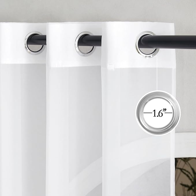 NICETOWN White Sheer 54 inch Length Curtains, Grommet Soft Voile Sheer Light Filtering Lightweight & Breathable Window Treatments for Nursery/Cafe, W30 x L54, 2 Panels