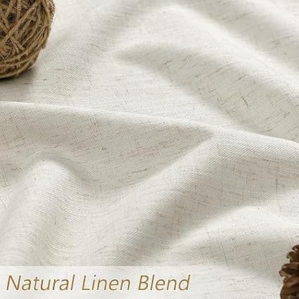 Guken Cream 100% Blackout Curtains 70 Inch Length 2 Panels Set for Living Room Bedroom Back Tab Thermal Insulated Black Out Linen Drapes Room Darkening Window Curtains