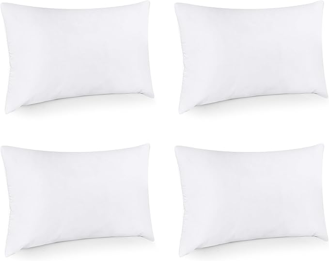 Utopia Bedding Throw Pillows (Set of 4, White) – 12 x 16 Inches Down Alternative Pillows for Bed, Sofa, and Couch - Fluffy Decorative Stuffer Pillow for Indoors & Outdoors