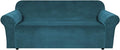 H.VERSAILTEX Stretch Velvet Sofa Covers for 3 Cushion Couch Covers Sofa Slipcovers Furniture Protector Soft with Non Slip Elastic Bottom, Crafted from Thick Comfy Rich Velour (Sofa 72'-90', Deep Teal)