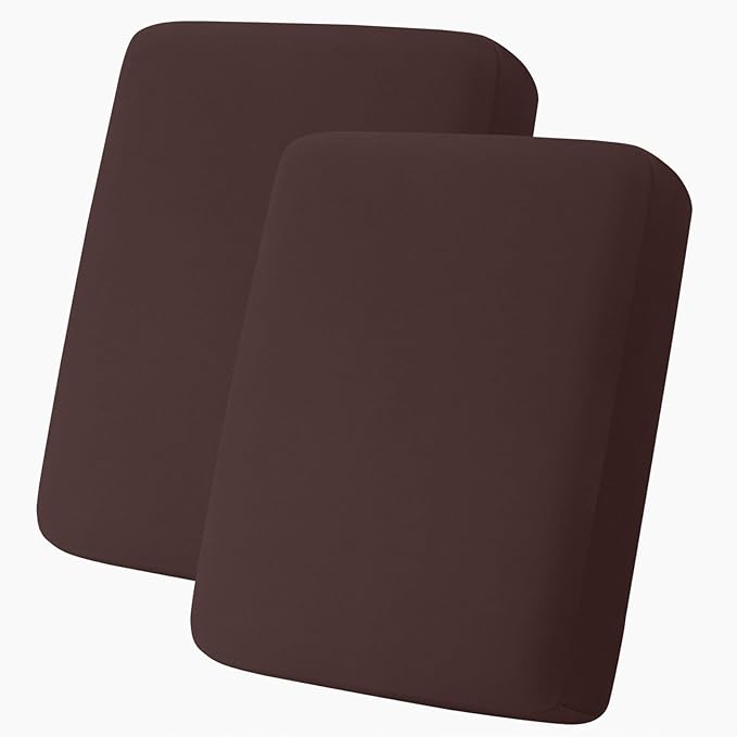 hyha Milk Silk Couch Cushion Covers, Soft Magic Sofa Covers Washable for 2 Cushion Couch, Stretch Sectional Outdoor Cushion Covers for Patio Furniture with Elastic Bottom(2 Packs, Chocolate)
