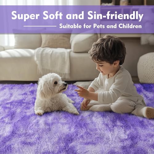 Small Rug Throw Rugs for Bedroom, Mini Area Rug, Fluffy Purple Carpet, Affordable Door Entryway Indoor Inside Front Entrance Dog 2x3 Mat, Home Decor Aesthetic(2 x 3, Purple Starry)