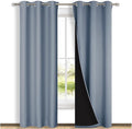 NICETOWN Blackout Curtains 80 inches Long, Vintage Blue, 2 Pieces, 42" Wide Each Panel, Full Light Blocking Drapes with Black Liner for Nursery, Thermal Insulated Draperies for Hall, Villa
