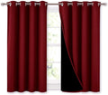 NICETOWN Kitchen Full Blackout Curtain Panels, Super Thick and Soft Insulated Window Covers, 100% Blackout Draperies with Black Backing for Cafe Window (Burgundy Red, Set of 2 PCs, 52 by 45-inch)