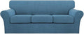 Turquoize 4 Piece Sofa Covers for 3 Cushion Couch Sofa Slipcover Soft Couch Cover for Dogs Washable Furniture Cover with 3 Individual Large Cushion Covers Feature Fabric (Large Sofa, Dusty Blue)