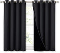 NICETOWN 100% Blackout Curtains 45 inches Length, 2 Thick Layers Completely Blackout Window Treatment Thermal Insulated Lined Drapes for Basement Window (Black, 1 Pair, 52 inches Width Each Panel)