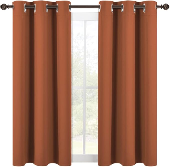 NICETOWN Modern Blackout Curtains Noise Reducing, Thermal Insulated and Privacy Room Darkening Drape Panels for Boy's Guest Room Door Small Window (Burnt Orange, 2 Panels, W42 x L54 -Inch)