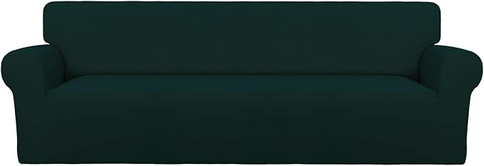 PureFit Super Stretch 4 Seater Sofa Slipcover – Spandex Non Slip Soft Couch Sofa Cover, Washable Furniture Protector with Non Skid Foam and Elastic Bottom for Kids, Pets （XX Large, Deep Teal）