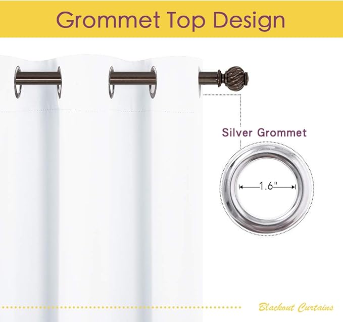 NICETOWN Draperies Curtains Panels, 2 Panels, 42 by 60, White, Blocking Out 50% Sunlight Window Treatment Curtains, Grommet Top Small Window Drapes for Bedroom