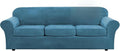 H.VERSAILTEX High Stretch Sofa Slipcover 4 Piece Cover Velvet Furniture Protector Form Fit Thick Velvet Extra Large Sofa Cover for 3 Cushion Couch Width Up to 97 Inch (Large Sofa, Peacock Blue)