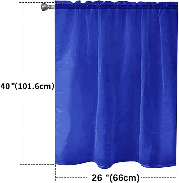 SpaceDresser Basic Rod Pocket Sheer Voile Window Curtain Panels Blue Sapphire 1 Pair 2 Panels 26 Width 40 Inch Long for Kitchen Bedroom Children Living Room Yard（Blue Sapphire，26Wx 40L）