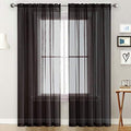 SpaceDresser Basic Rod Pocket Sheer Voile Window Curtain Panels White 1 Pair 2 Panels 60 Width 96 Inch Long for Kitchen Bedroom Children Living Room Yard(Black,60 W x 96 L)