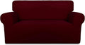 PureFit Super Stretch Sofa Slipcover – Spandex Non Slip Soft Couch Sofa Cover, Washable Furniture Protector with Non Skid Foam and Elastic Bottom for Kids, Pets （Loveseat, Wine）