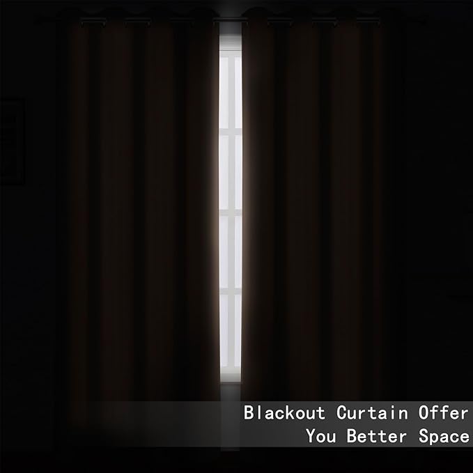 LEMOMO Blackout Curtains 52 x 120 Inch Long Cappuccino Curtains Set of 2 Panels Room Darkening Curtains for Bedroom and Living Room