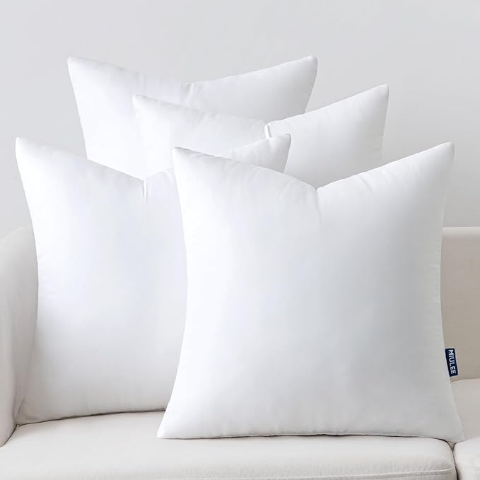MIULEE 20x20 Inch Throw Pillow Insert Set of 4,Premium Pillow Stuffer Sham Square for Decorative Cushion Bed Couch Sofa