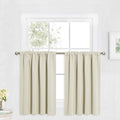 RYB HOME Cafe Curtains 24 inch Length, RV Curtains for Camper Windows, Mini Short Small Insulating Light UV Heat Blocking Privacy Half Window Tiers, Width 42 by Length 24, Beige, 2 Panels