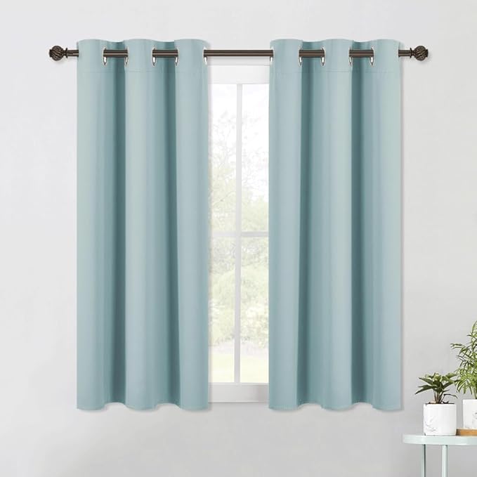 NICETOWN Modern Blackout Curtains Noise Reducing, Sky Blue, 2 Panels, W42 x L54, Thermal Insulated and Privacy Room Darkening Drape Panels for Boy's Guest Room Door Small Short Window