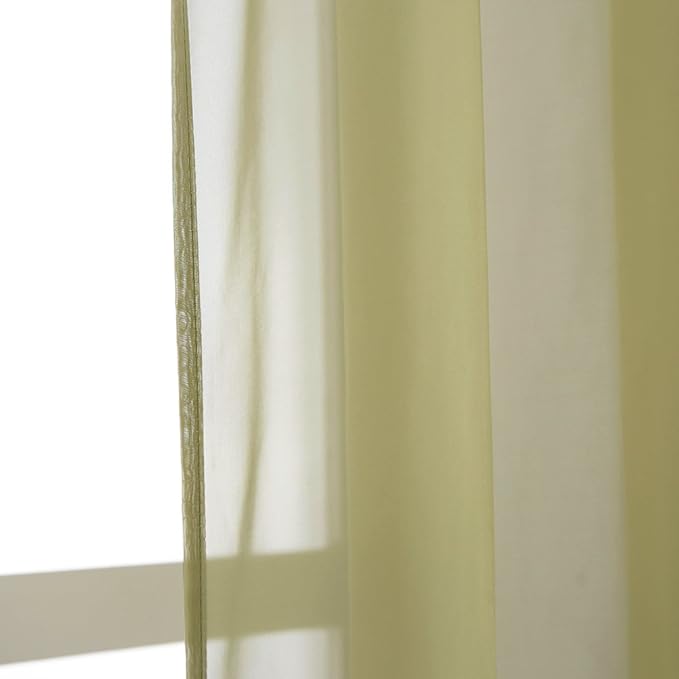 NICETOWN Sheer Window Curtains Green for Boy's Room, Ring Top Voile Textured Window Treatment Vertical Panels for Wedding/Bedroom/Living Room, Green, W54 x L84, 2 Panels