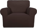 PureFit Super Stretch Chair Sofa Slipcover – Spandex Non Slip Soft Couch Sofa Cover, Washable Furniture Protector with Non Skid Foam and Elastic Bottom for Kids, Pets （Chair, Chocolate）