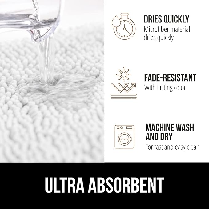 GORILLA GRIP Bath Rug Mat 44x26, Thick Soft Absorbent Chenille, Quick Dry - Image 5
