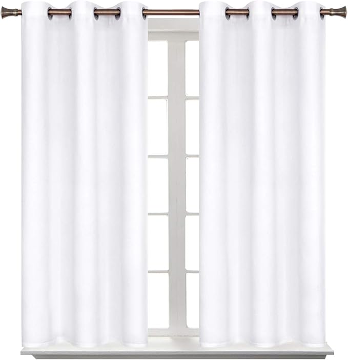 BGment Room Darkening Curtains 54 Inches Long - Grommet Thermal Insulated Drapes Window Treatment Curtains for Bedroom, 2 Panels, 38 x 54 Inch, Pure White