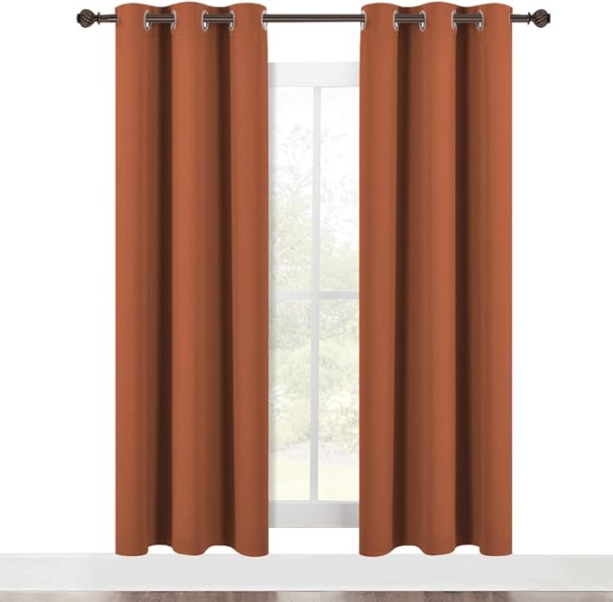 NICETOWN Modern Blackout Curtains Noise Reducing, Thermal Insulated and Privacy Room Darkening Drape Panels for Boy's Guest Room Door Window (Burnt Orange, 2 Panels, W42 x L72 -Inch)