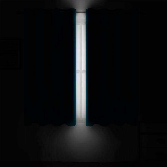 LEMOMO Blackout Curtains 66 x 54 Inch Long Teal Curtains Set of 2 Panels Room Darkening Curtains for Bedroom and Living Room